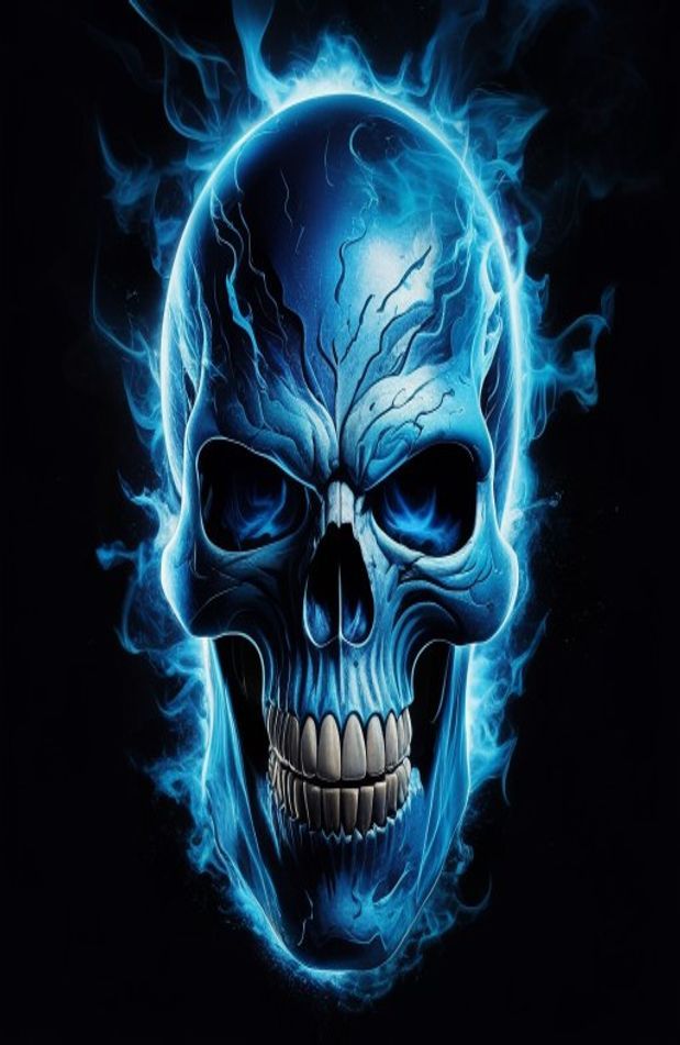 Blue Fire Skull Wallpaper