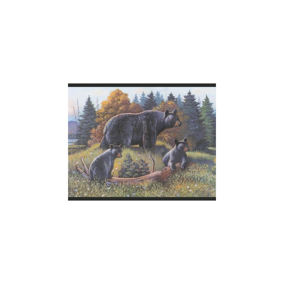 BEARS & CUBS in the Woods by the Lake  Wallpaper Border 6" 