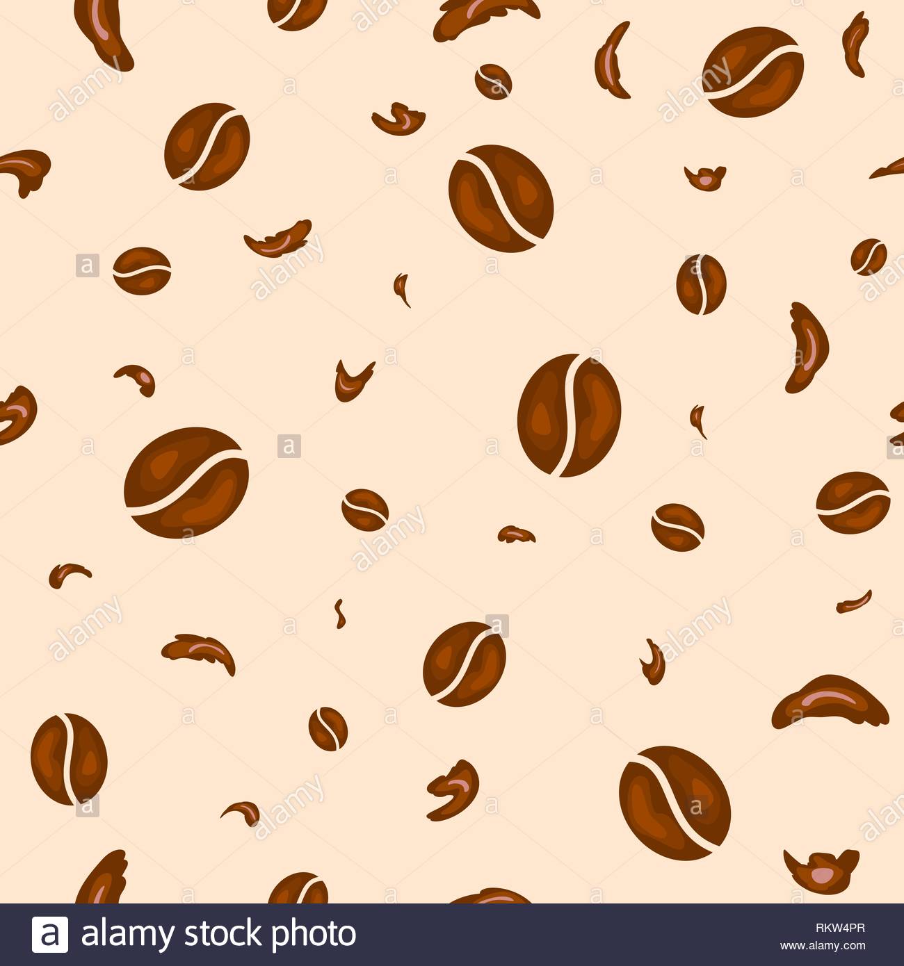 Seamless Background Coffee Beans And Chocolate Particles On A