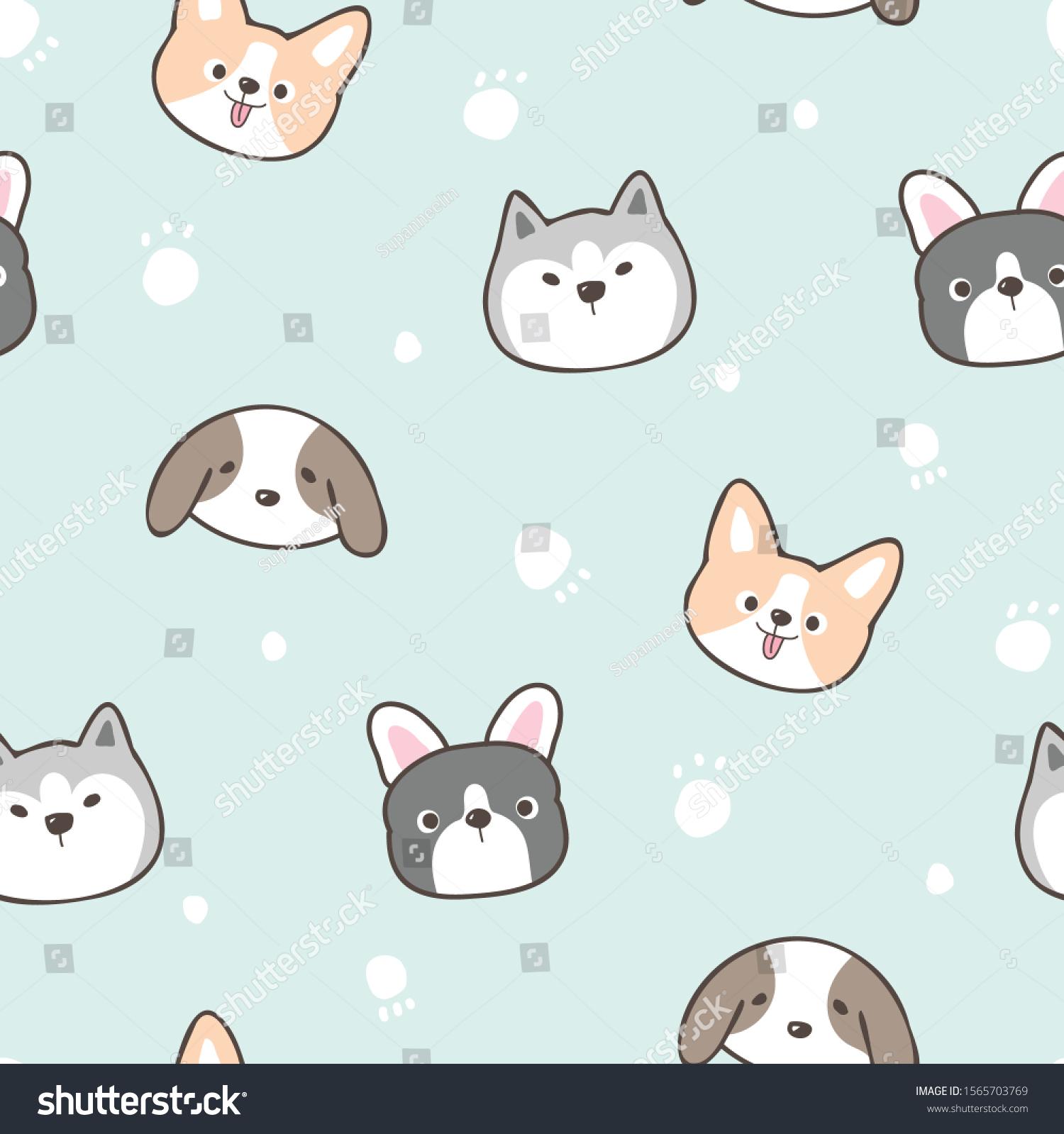 Free download Seamless Pattern Cute Cartoon Dog Face Stock Vector ...