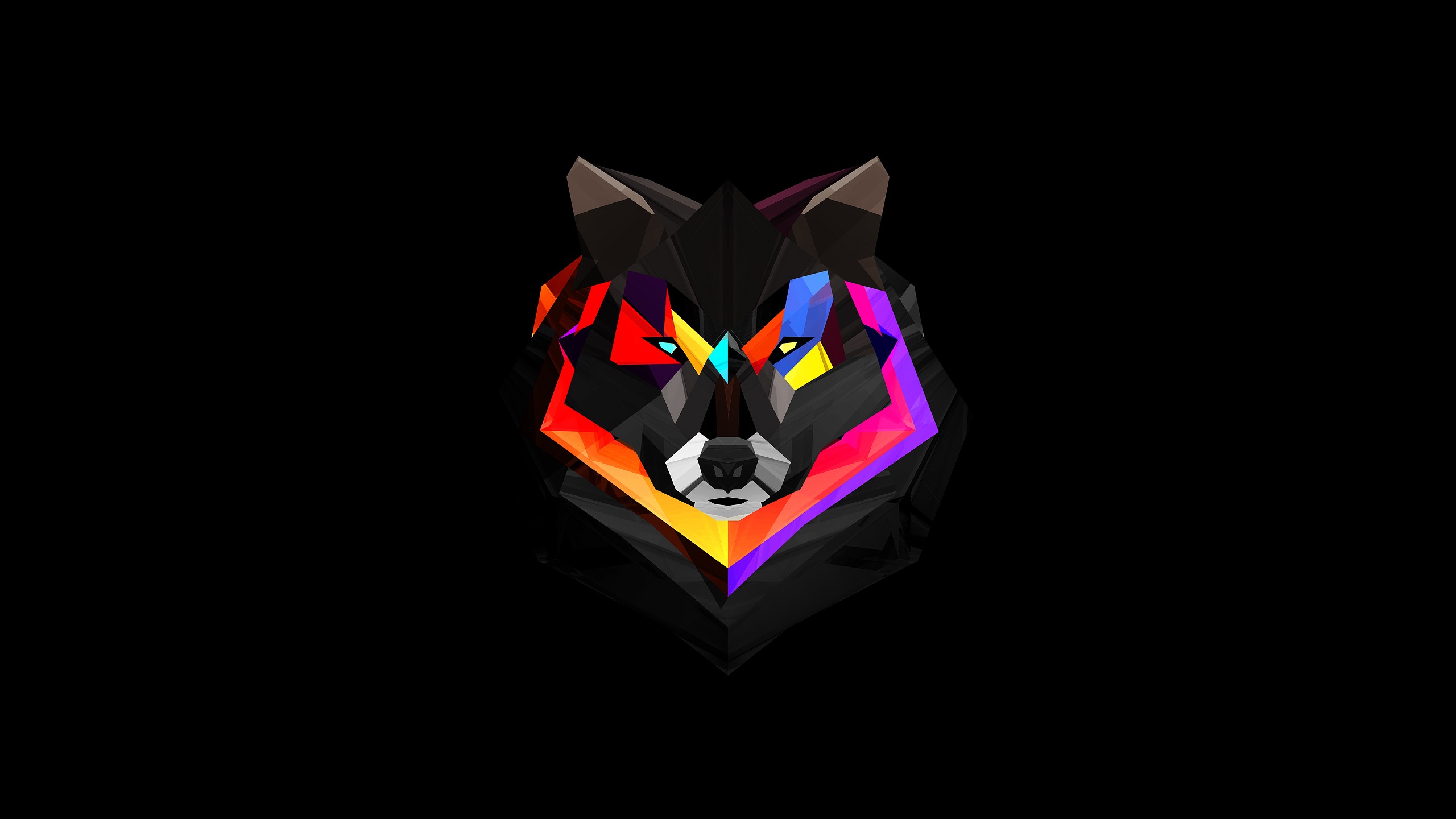 Wallpaper Wolf Face Abstract Colorful Mac Imac