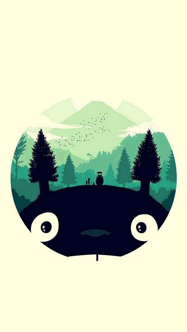 Totoro Art Illust Simple Cute iPhone 5s Wallpaper Download