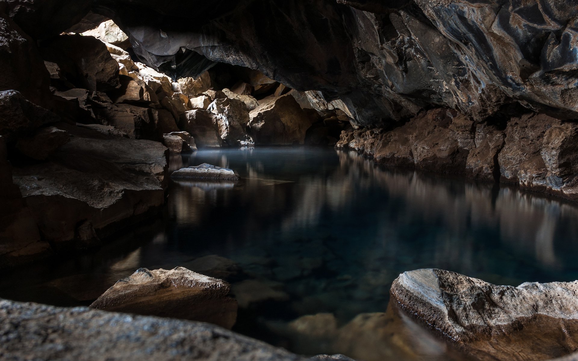 Cave Rock Stone Water Wallpaper