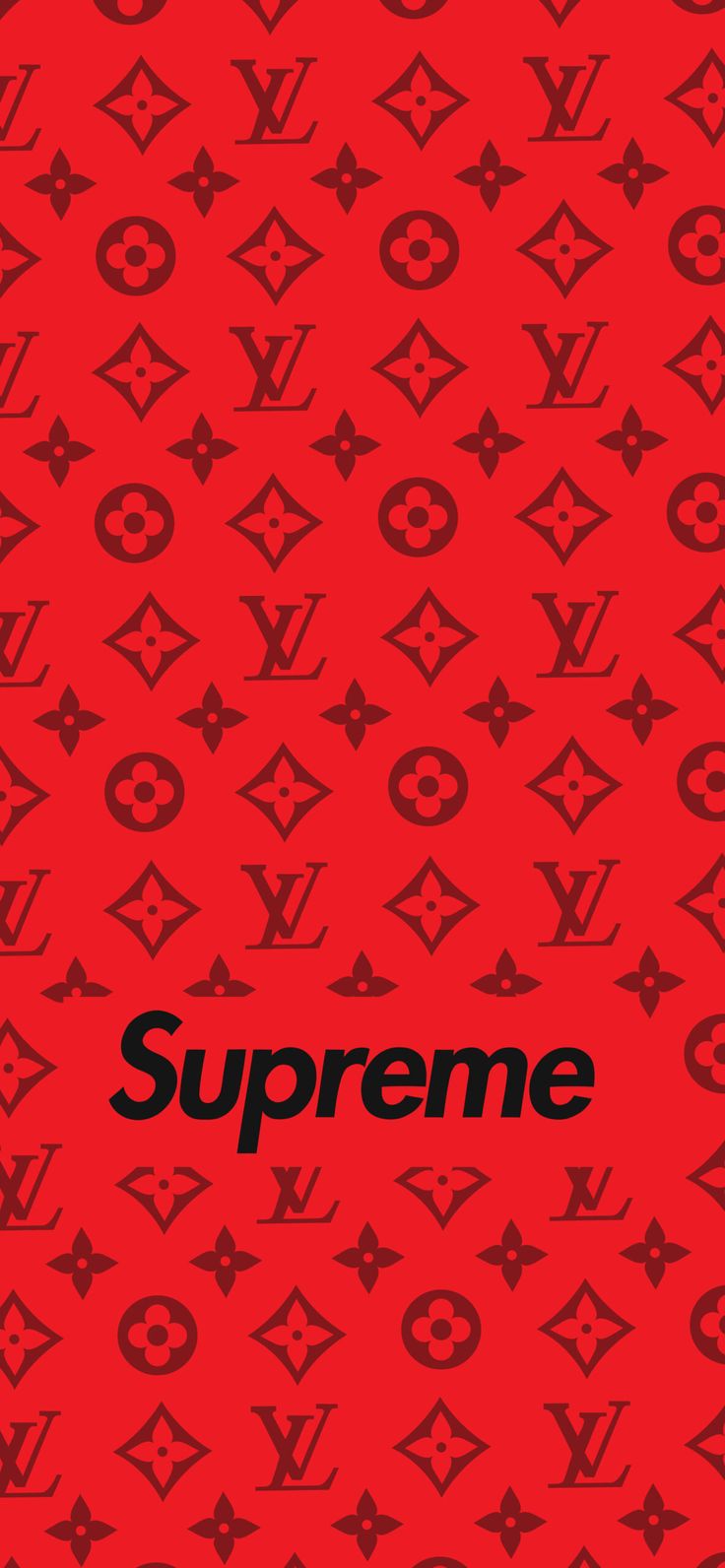 Supreme X Louis Vuitton Red Wallpaper For iPhone