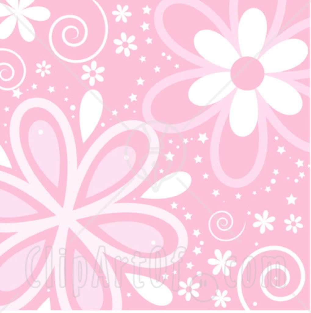  Pink Background With Swirls Stars And Pink And White Flowers Display