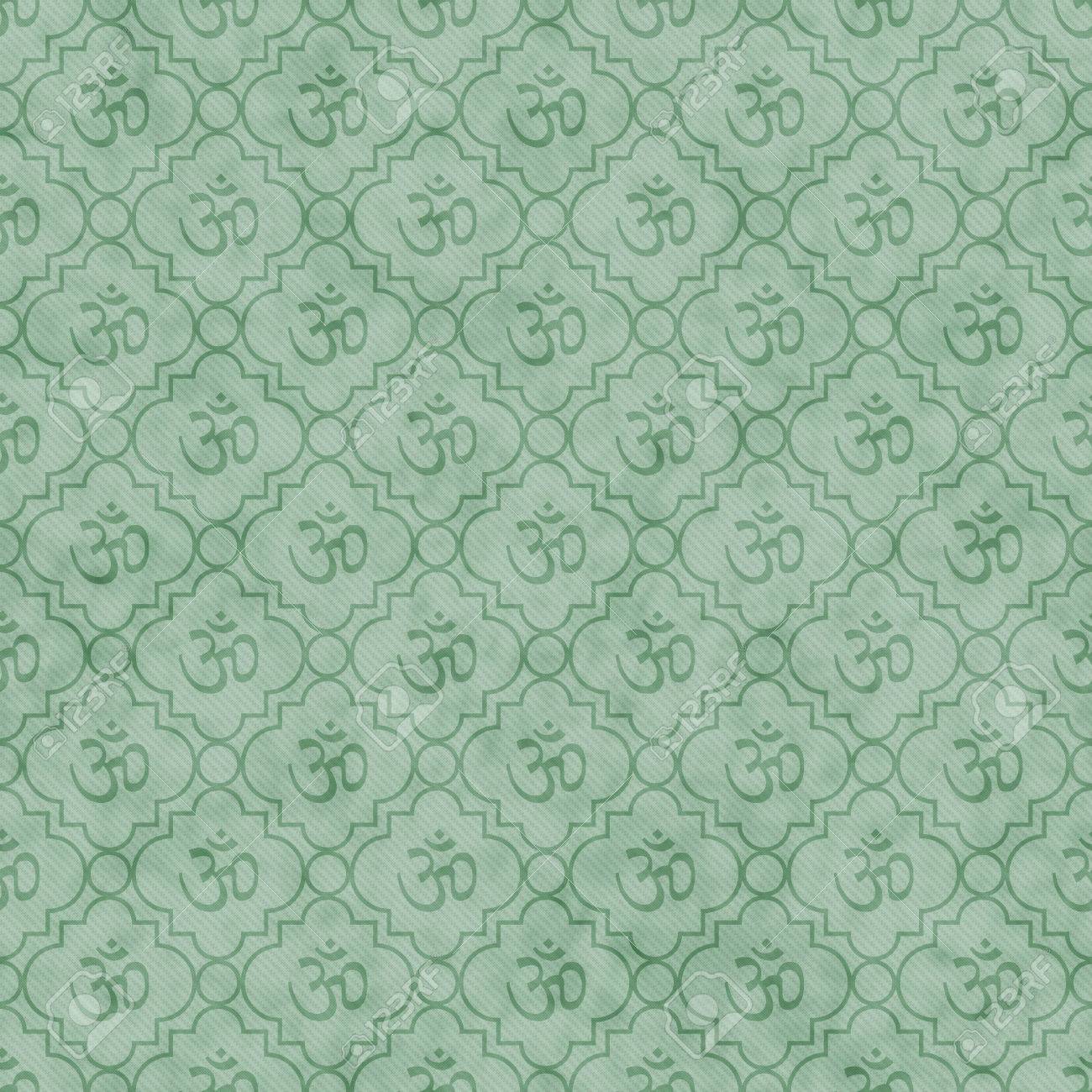 Green Aum Hindu Symbol Tile Pattern Repeat Background That Is