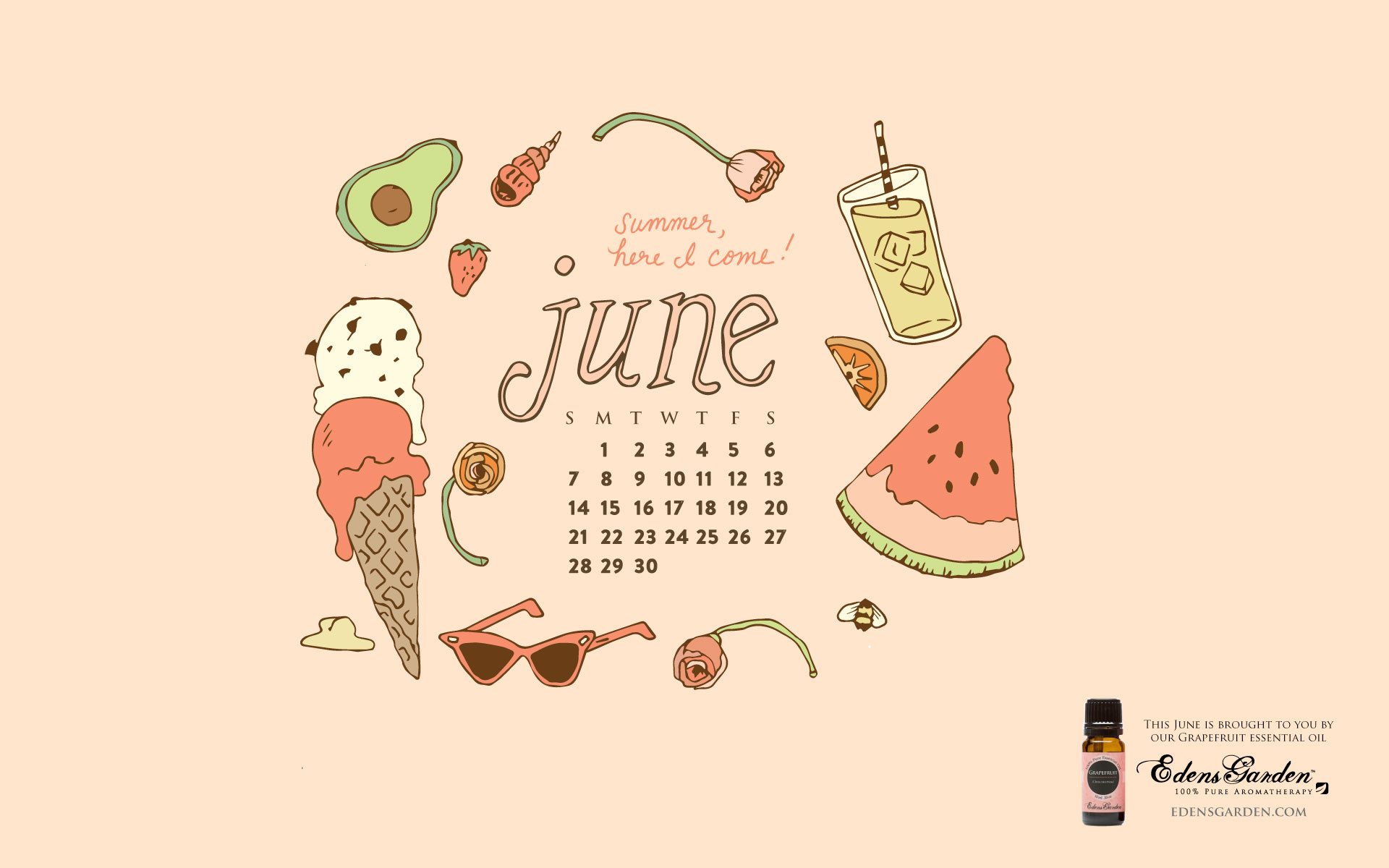 June Desktop Wallpaper Calendar Edens
