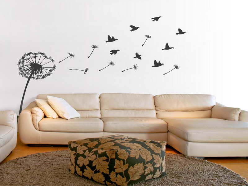  Dandelion And Bird Wallpaper For Walls Living Room Bird Wallpaper