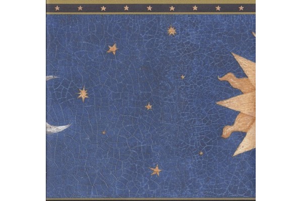 Home Gold Blue Sky Mosaic Moon Sun Stars Wallpaper Border