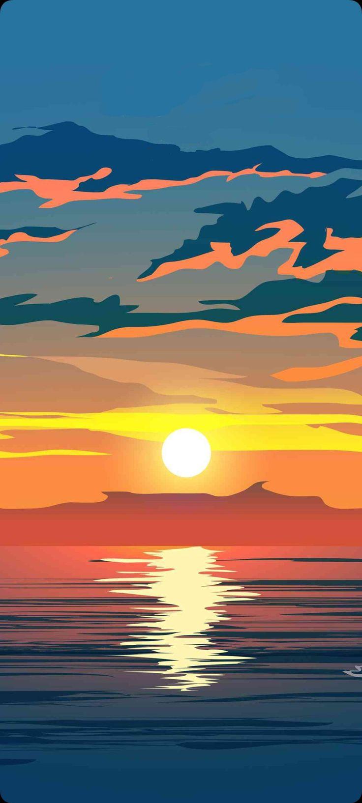 Ending Sun Abstract Art Poster Wallpaper Background