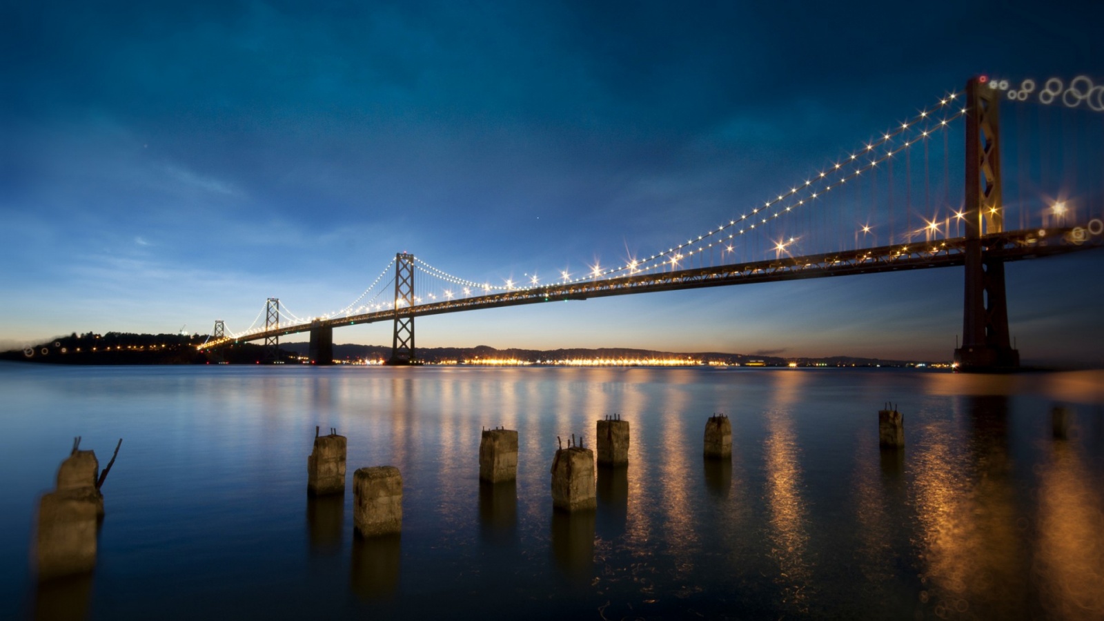 San Francisco Bay Bridge Sky Night California Wallpapers