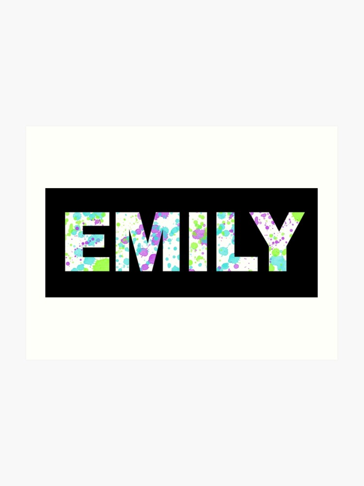 Emily Paint Splatter Name White Background Art Print By