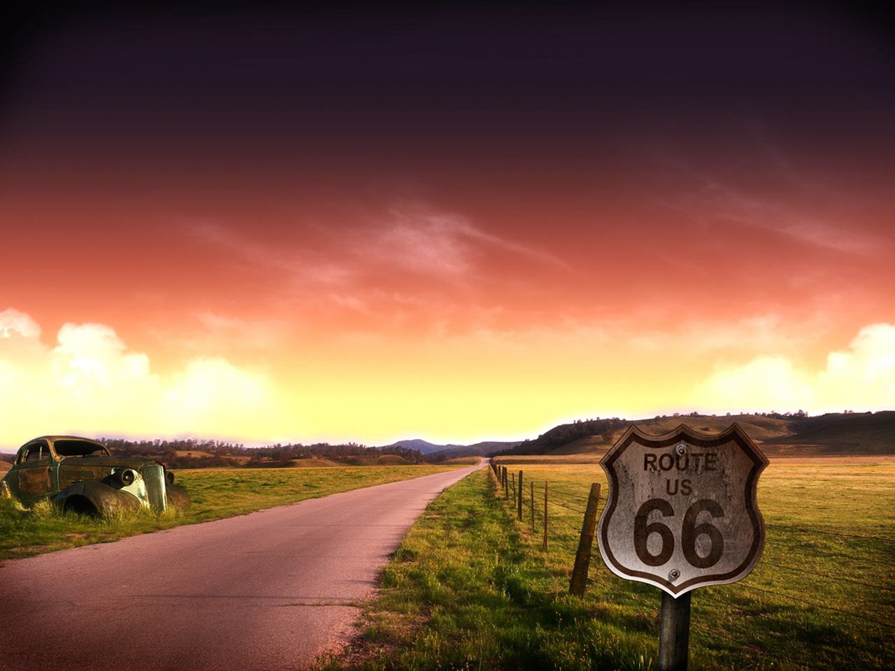 Route With Corvettes Wallpaper Border Available In