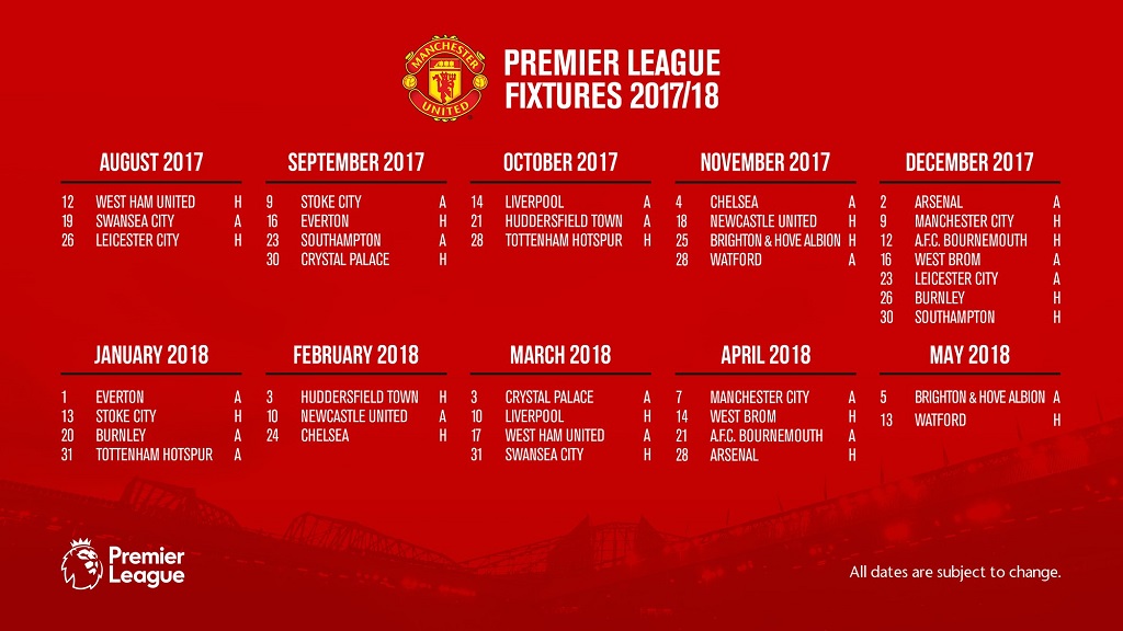 Jadwal Pertandingan Liga Inggris Manchester United Musim