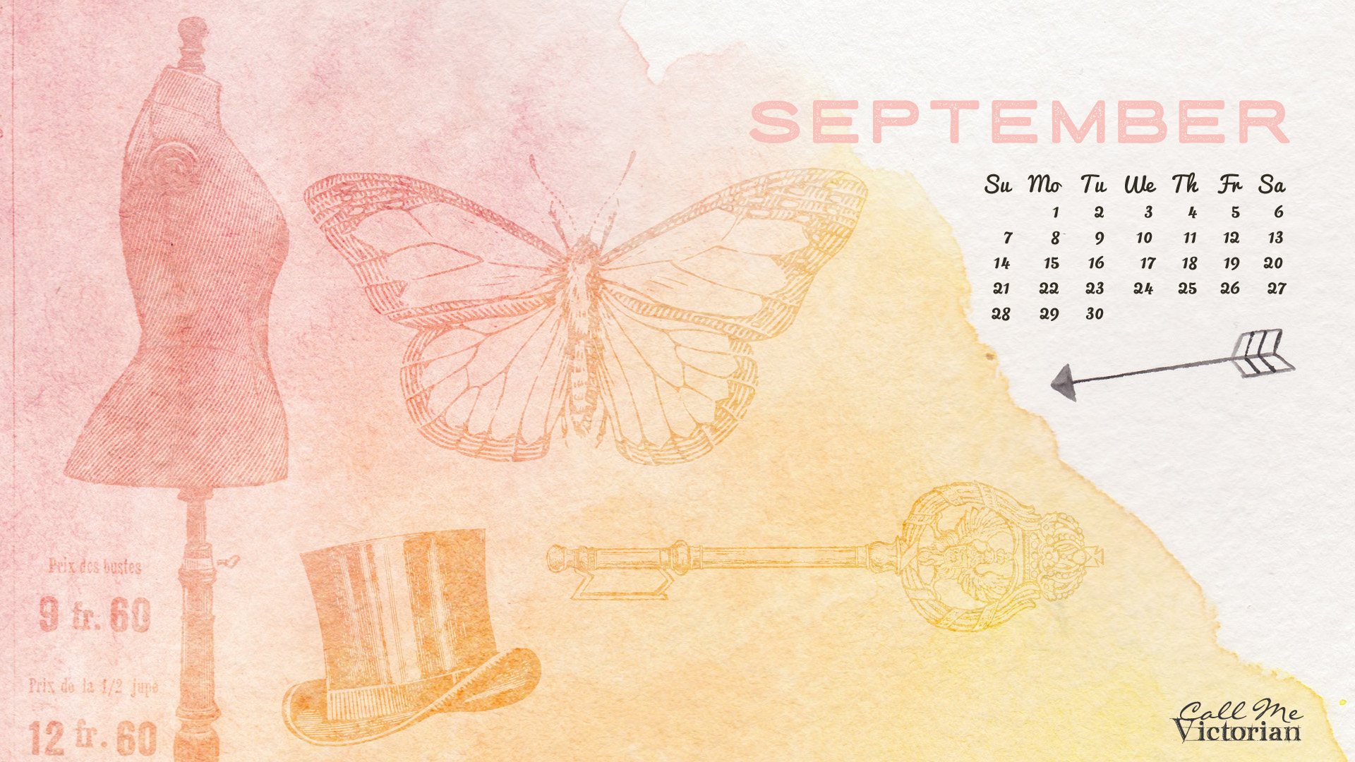 September Desktop Calendar Wallpaper Call Me Victorian