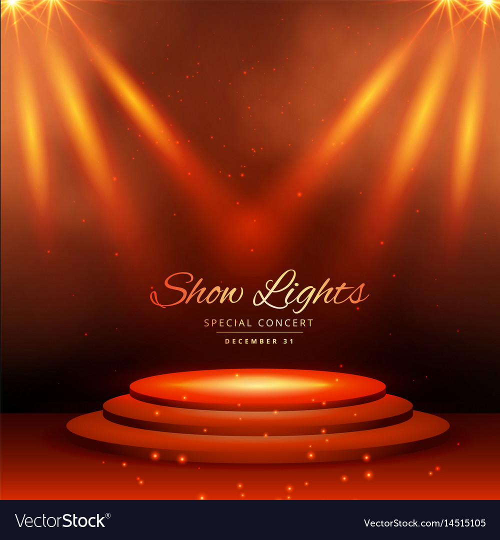 Show Spot Lights With Podium Background Royalty Vector