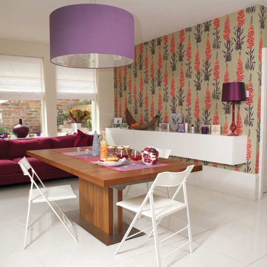 Modern dining room with wallpaper Dining room 25 Beautiful Homes 550x550