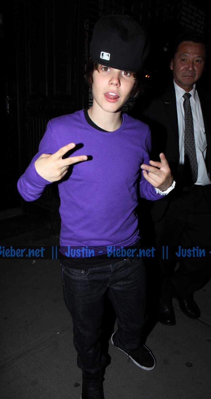 Justin Bieber wearing purple shirt Ever Seen Before