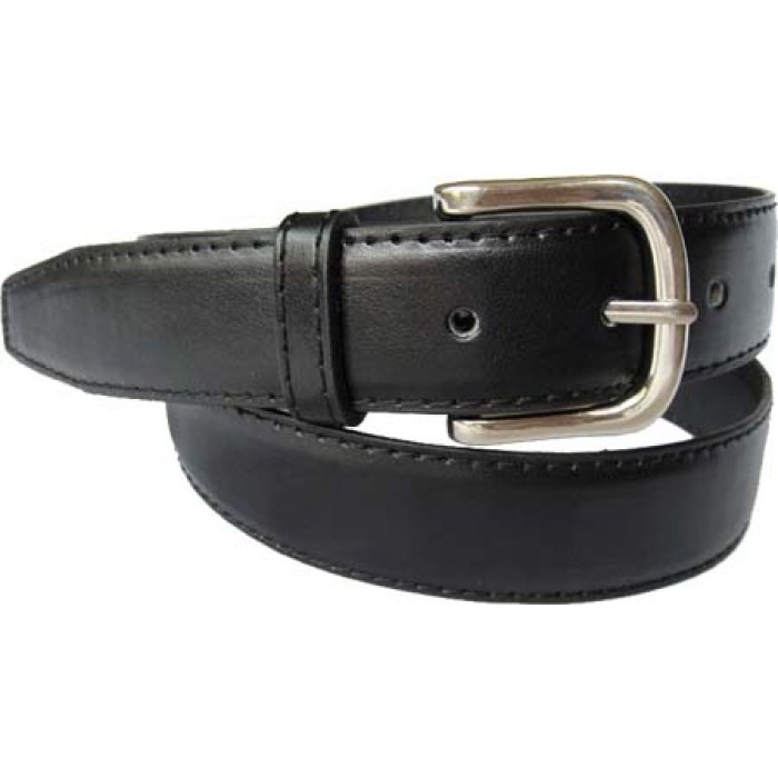 Black Stitched Dress Belt   Genuine Leather BeltBucklecom