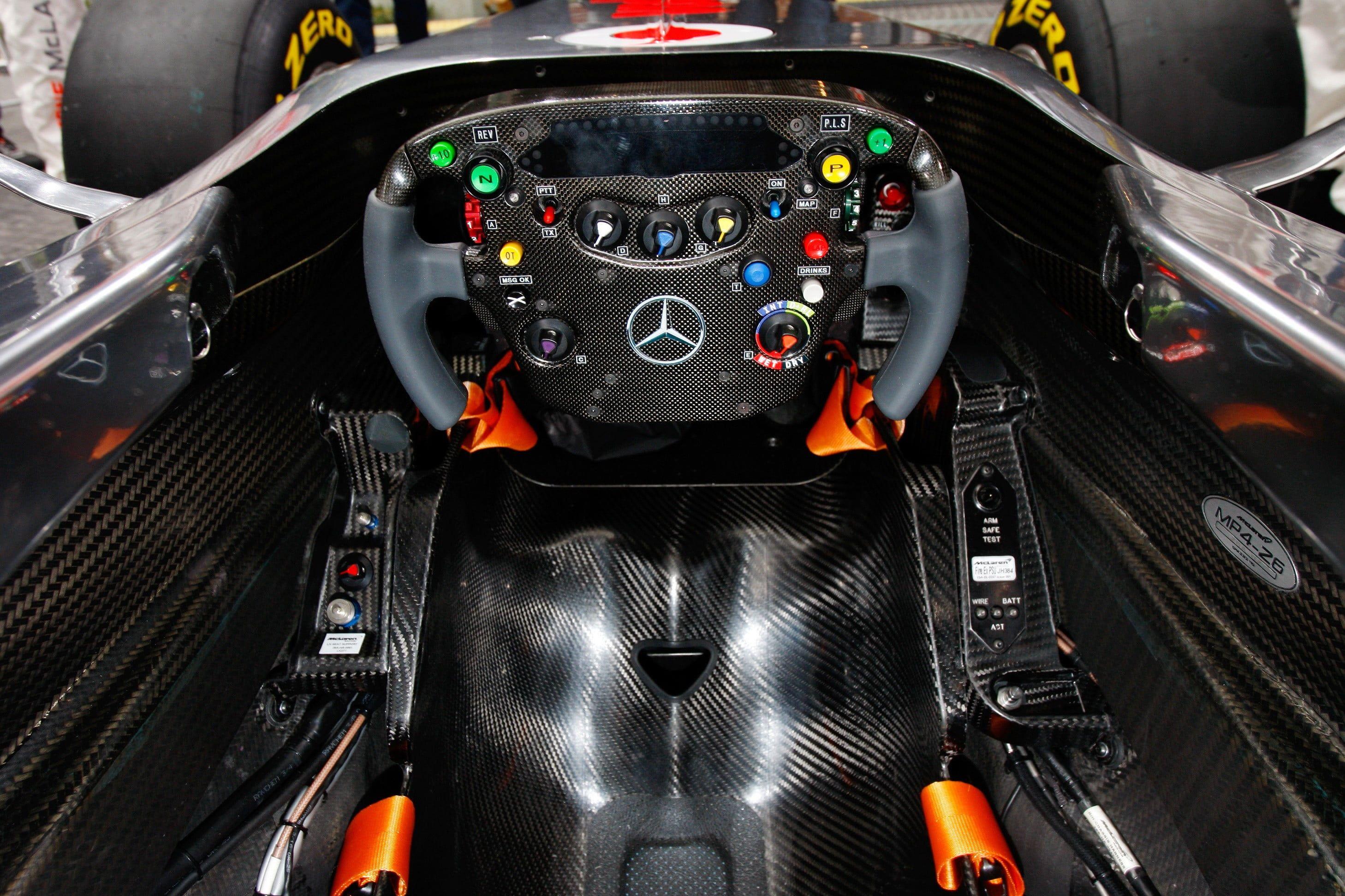 Black And Brown Mercedes Benz F1 Cockpit Formula Car Vehicle