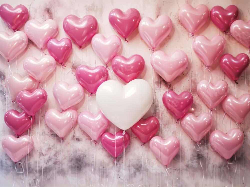 Pink and White Heart Balloon Wallpaper