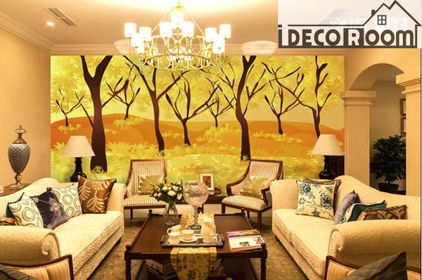 Yellow Trees Wall Paper Print Decal Deco Indoor