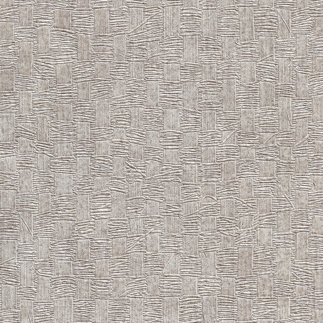 Metallic Silver Gray Geometric Embossed Woven Basket Wallpaper