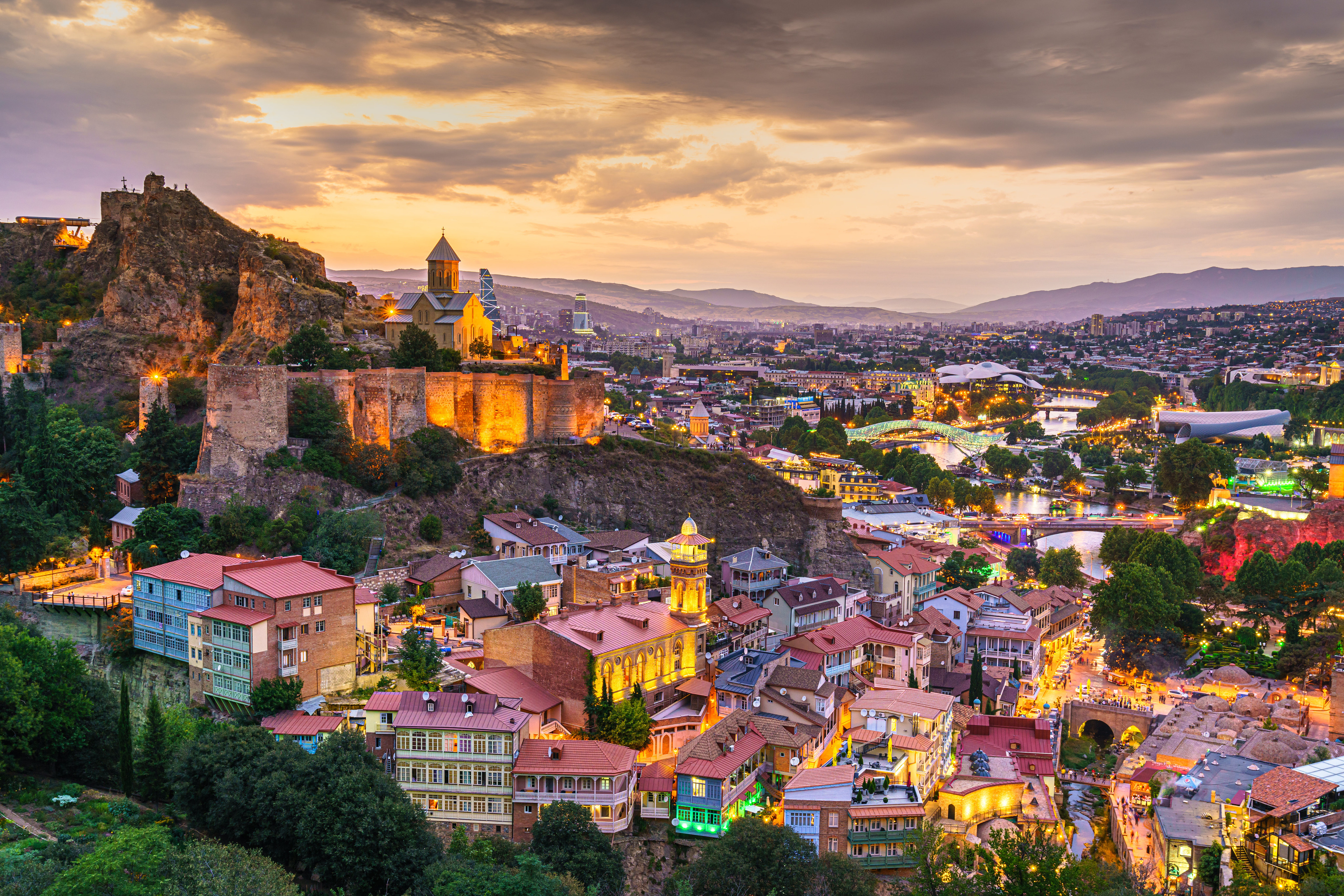 Pictures Georgia Tbilisi Mountain Evening From Above