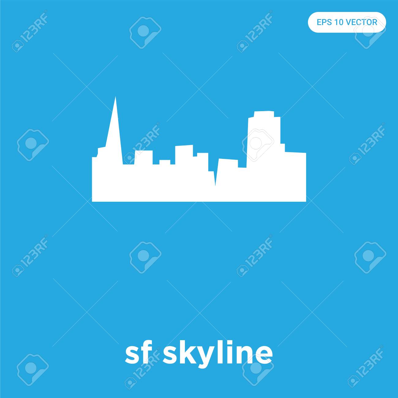 Sf Skyline Vector Icon Isolated On Blue Background Sign And