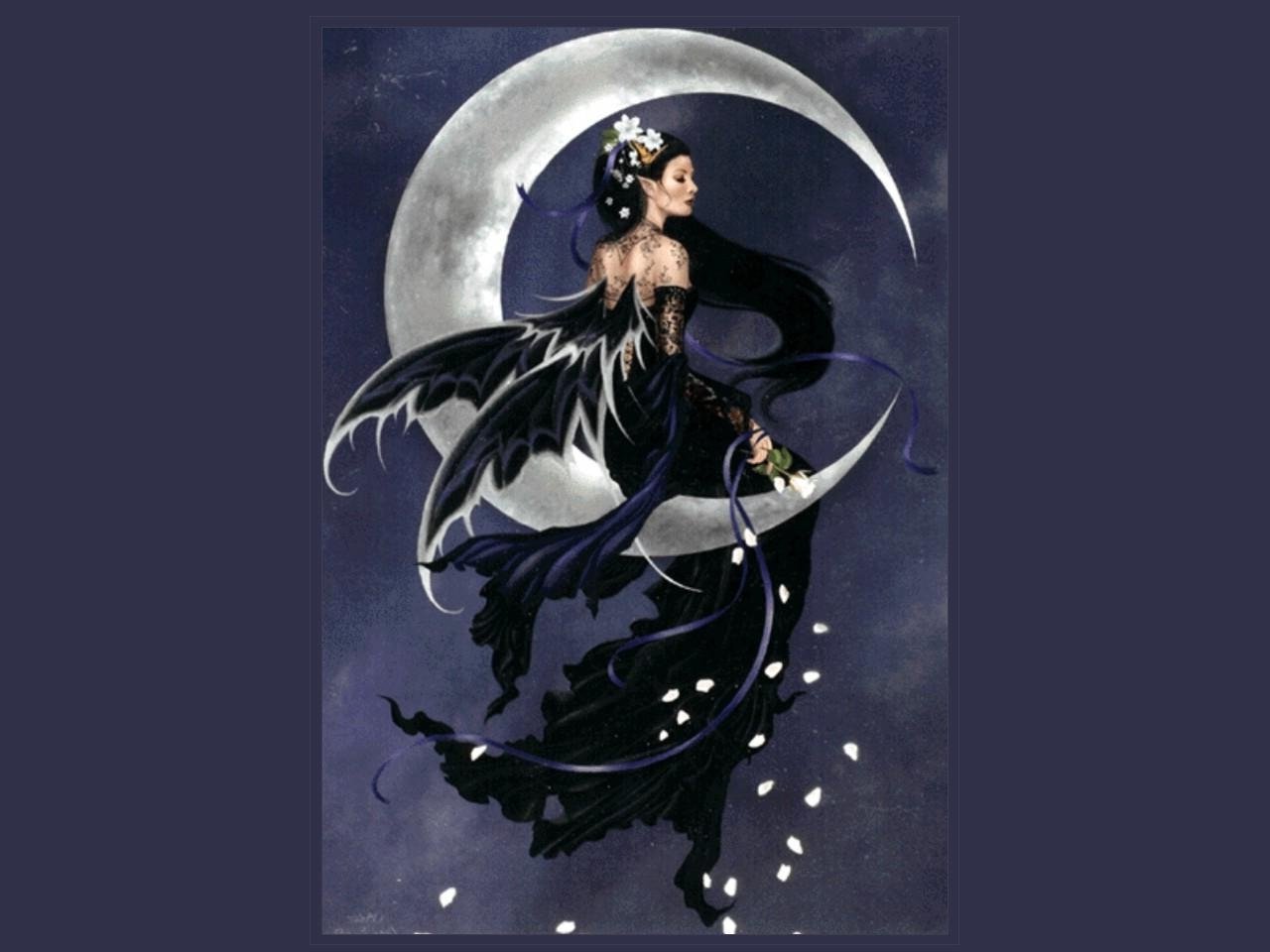 Dark Fairy White Moon Wallpaper