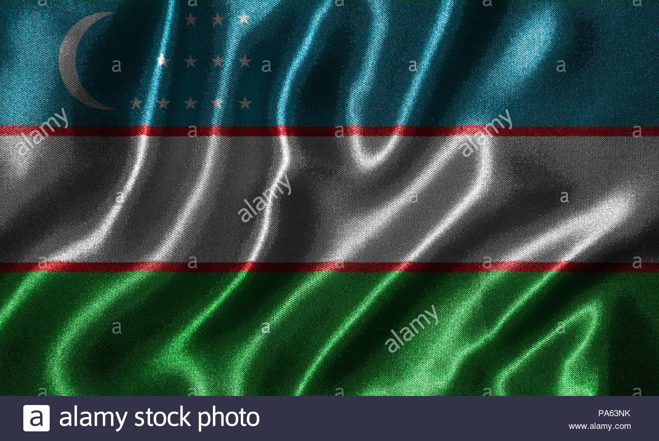Uzbekistan Flag Fabric Of Country Background