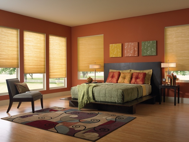 The Golden Glow Of Cellular Shades Bring Colors Room