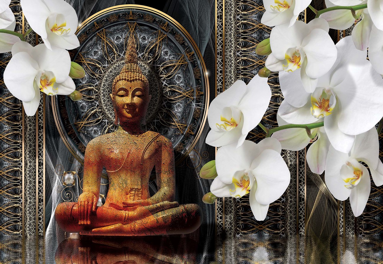 Buddha Zen Flowers Orchids Mandala Wall Paper Mural Buy At