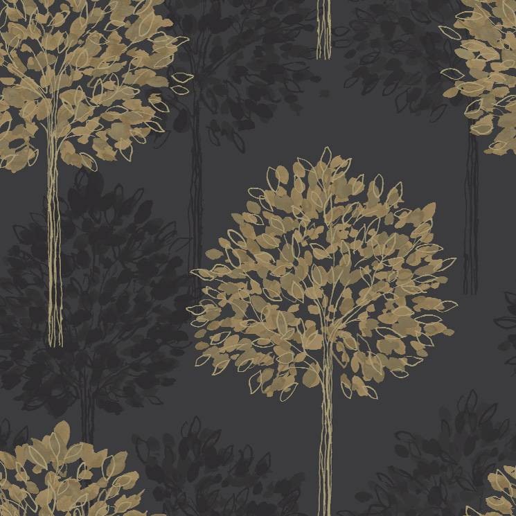 Gold Boulevard Trees Forest Arthouse Wallpaper