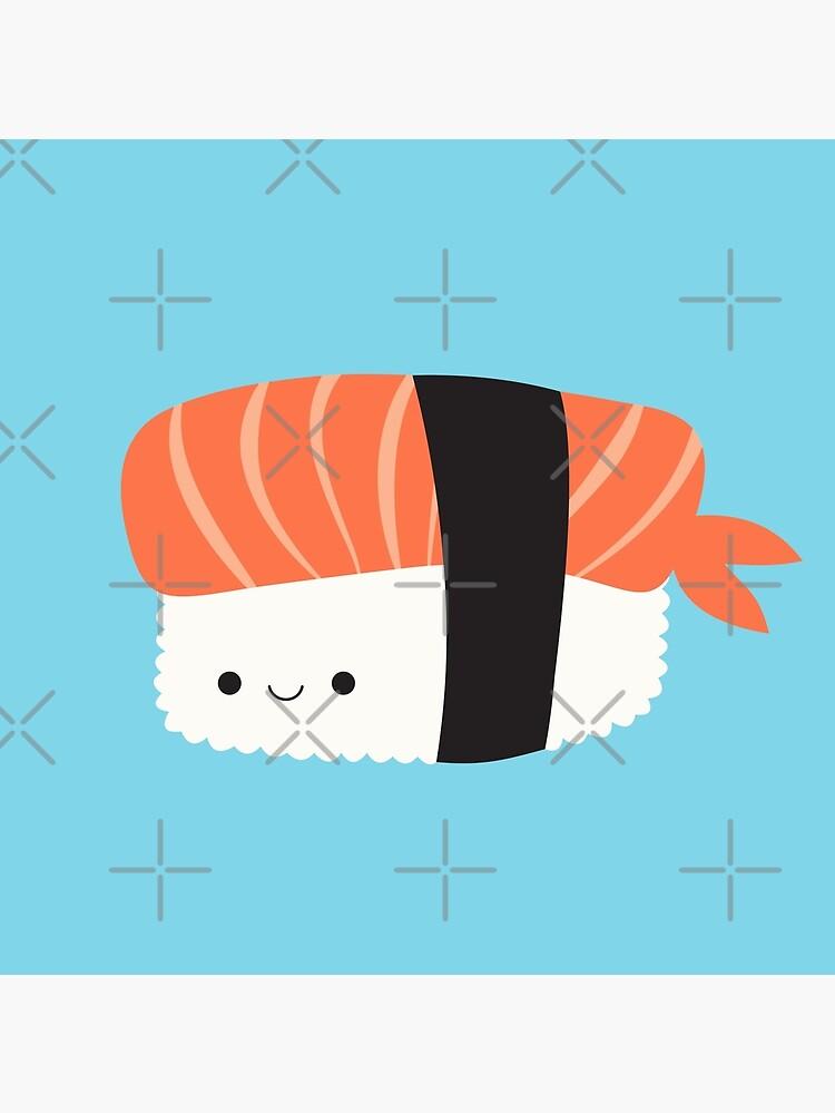 Happy Salmon Nigiri Kawaii Sushi Art Board Print For Sale By