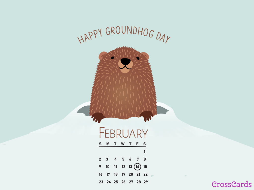 February Groundhog Day Desktop Calendar