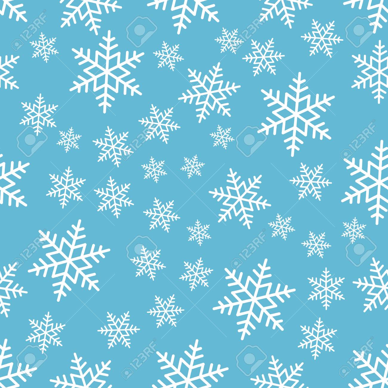 Snowflake Seamless Pattern Snow On Blue Background Abstract