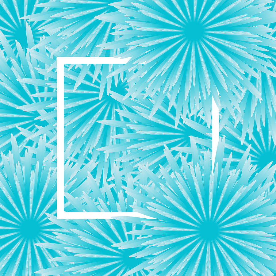 Blue Flower Background With Frame Vector Illustration Template