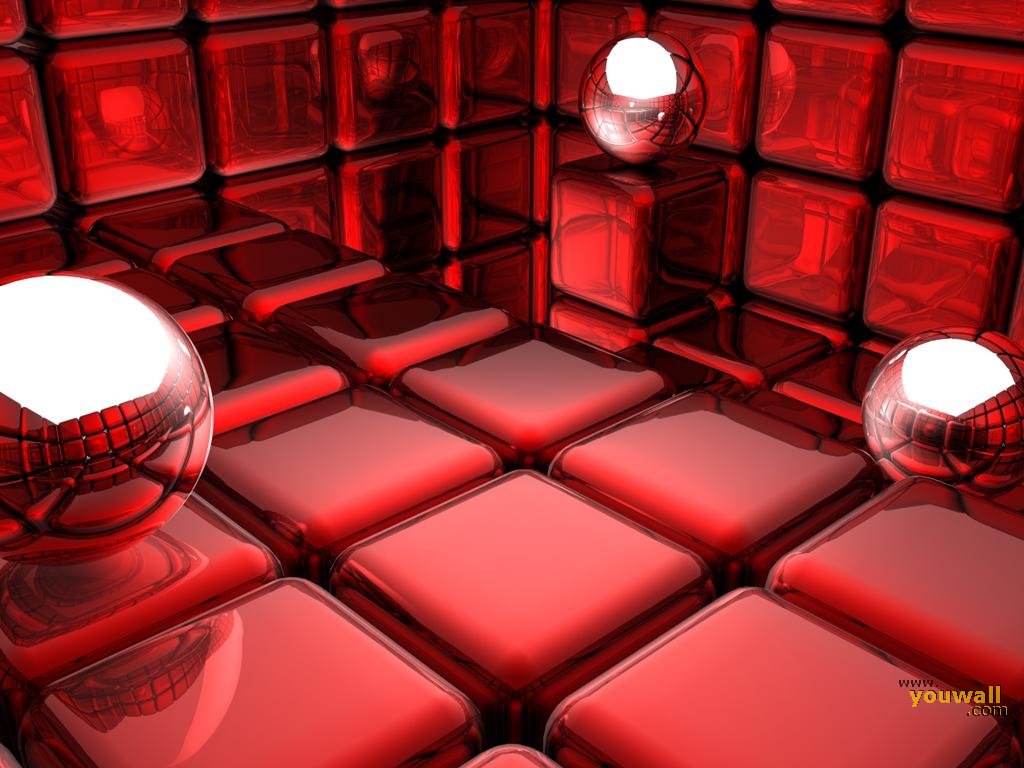 Youwall Red 3d Cubes Wallpaper
