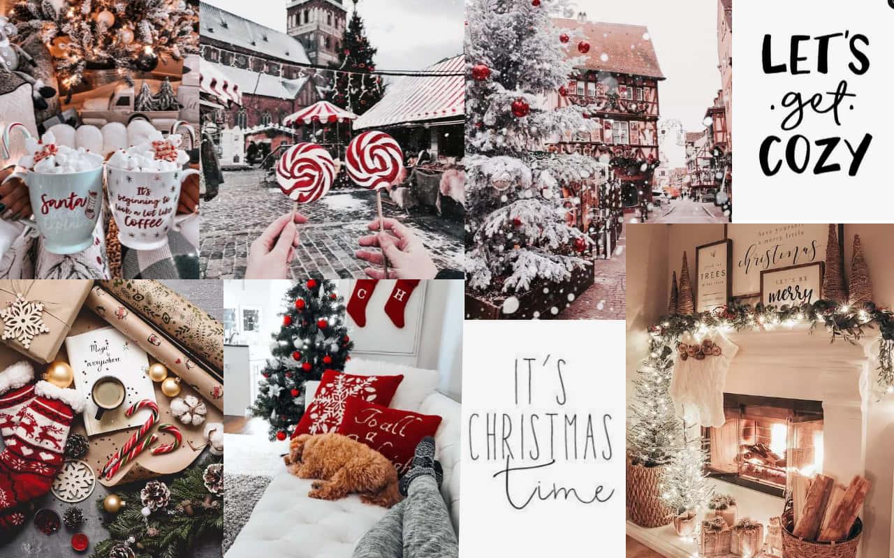 Download Christmas Collage Laptop Aesthetic Cozy Time Wallpaper