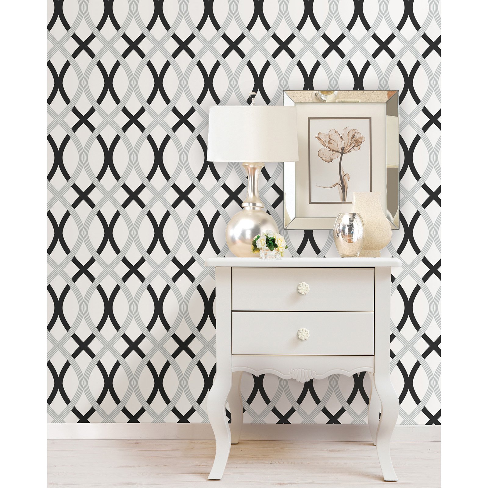 Free download Brewster Black and Silver Lattice Peel and Stick