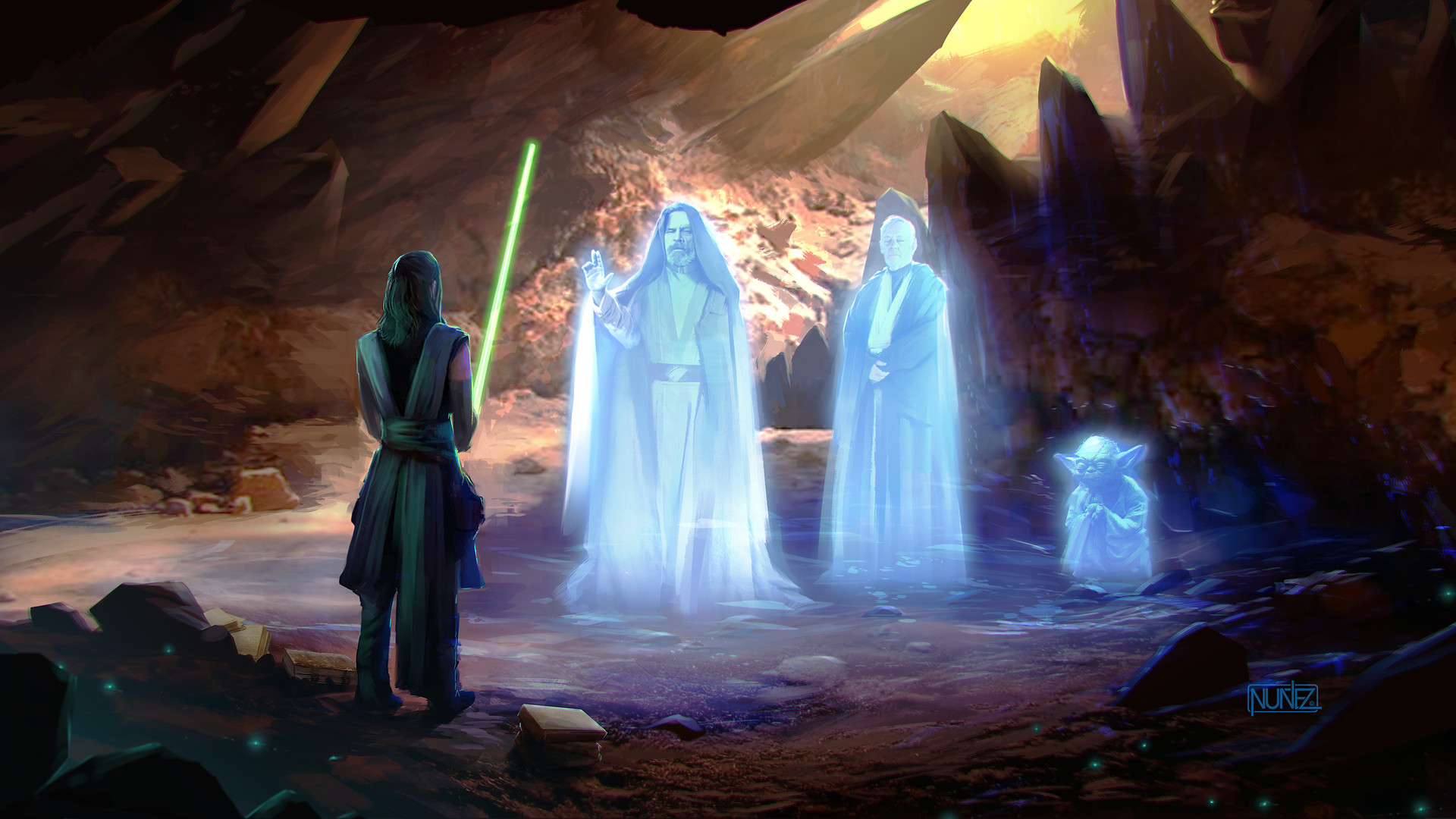 Luke Skywalker Yoda Jedi Rey Star Wars Movie Wallpaper