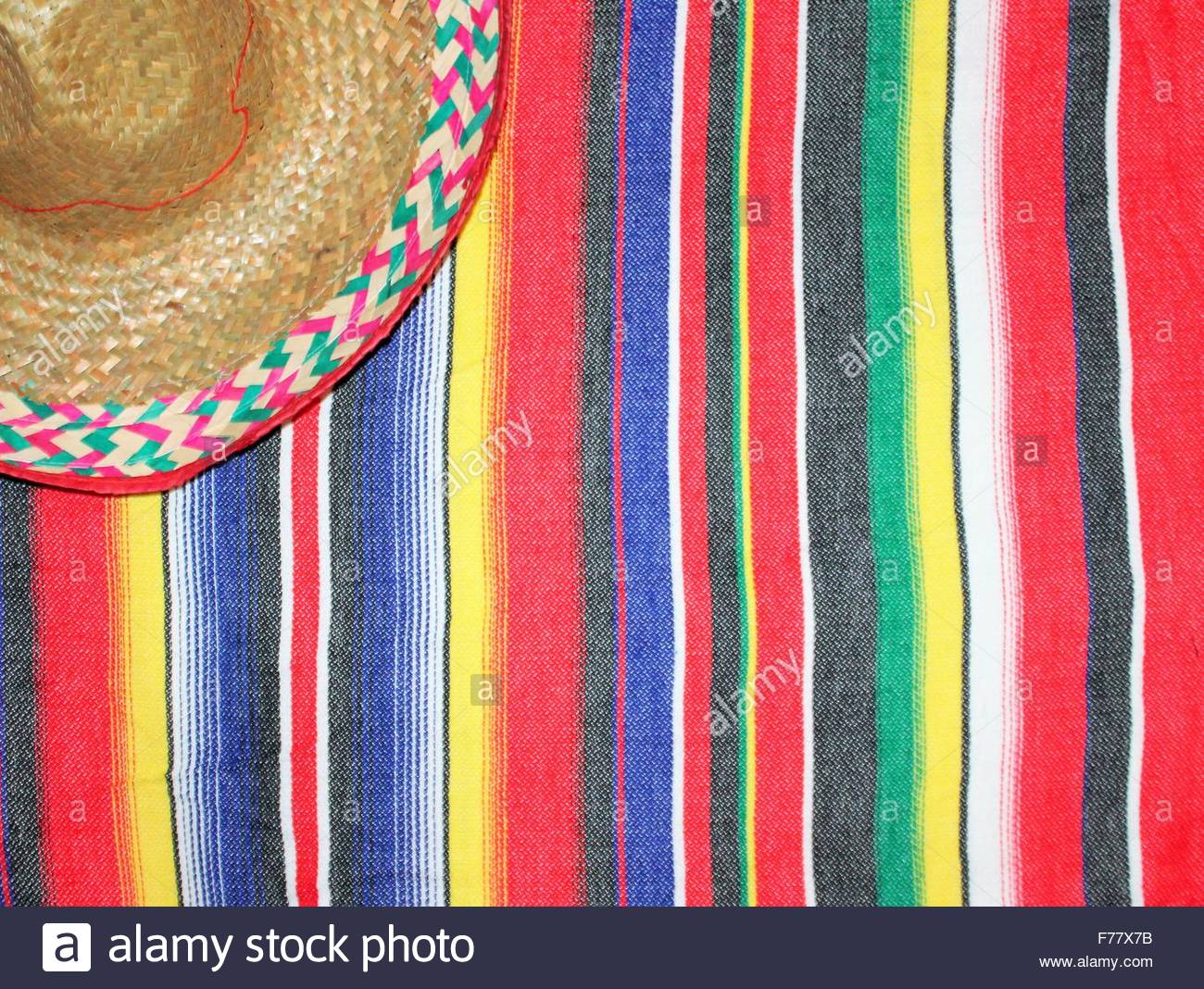 Mexico Poncho Stripe Sombrero Serape Background With Copy Space