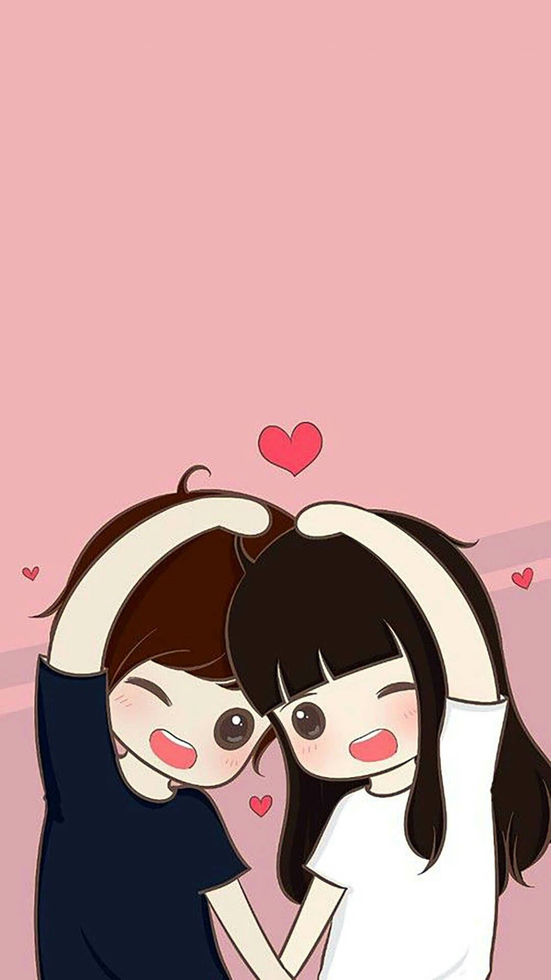 Cute Couple Cartoon Wallpaper
