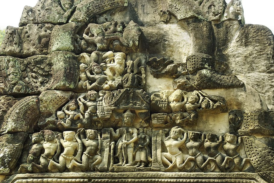 HD Wallpaper Gray Concrete Decor Cambodia Angkor Temple Bayon