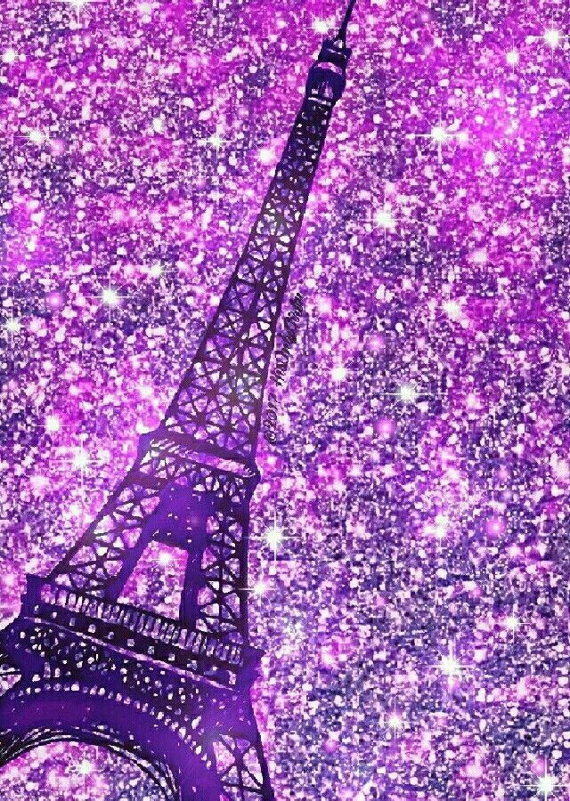 Purple Eiffel Tower iPhone Android Glitter Wallpaper Imagen Para