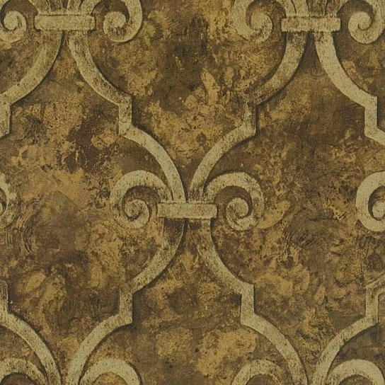Buy Wallpaper Designer Gold Metallic Trellis Lattice On Brown Faux By