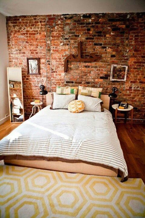 brick wallpaper in a bedroom httpwwwtexturedwallpapernet