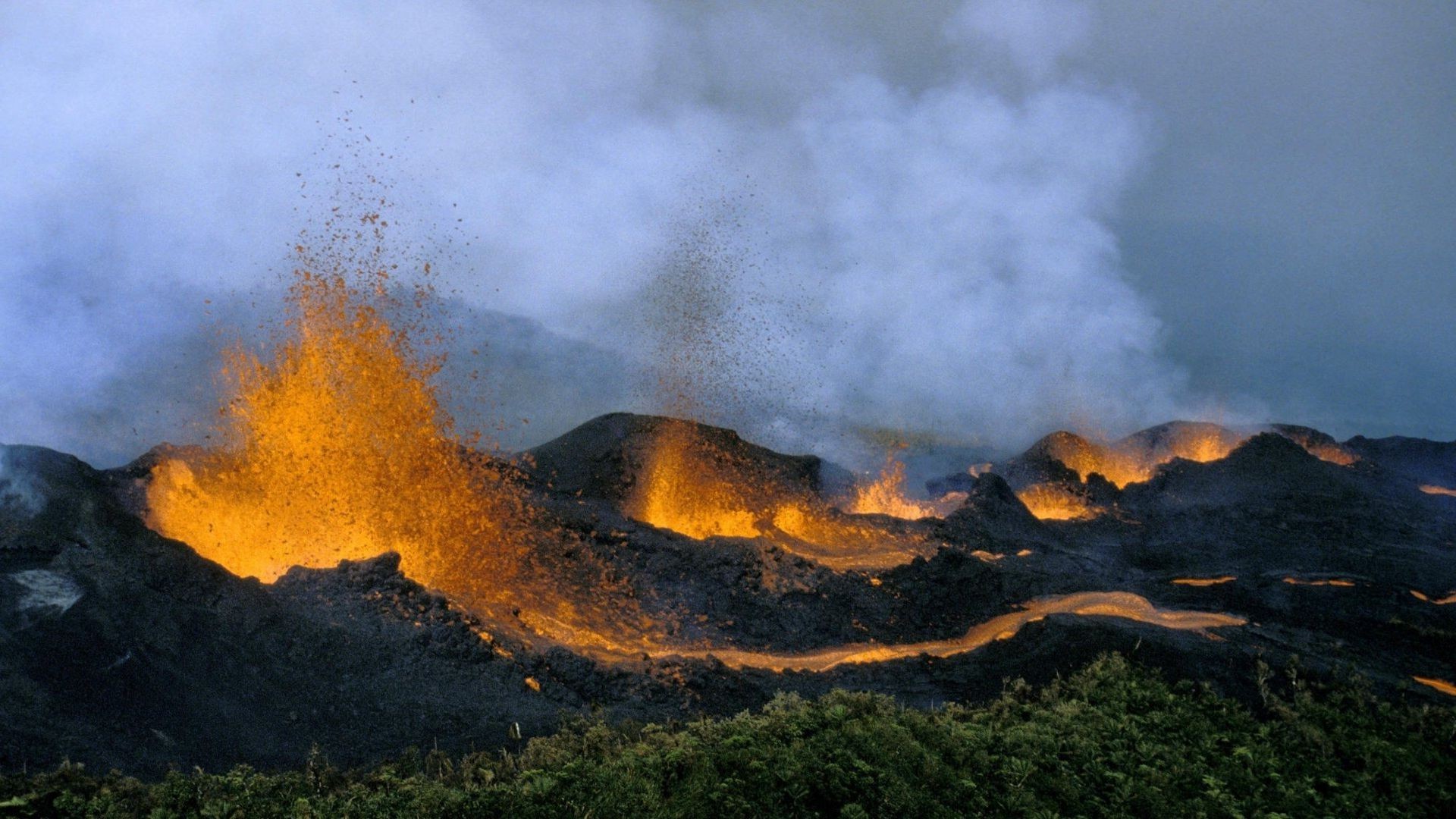 Erupting Volcanoes Widescreen Wallpaper