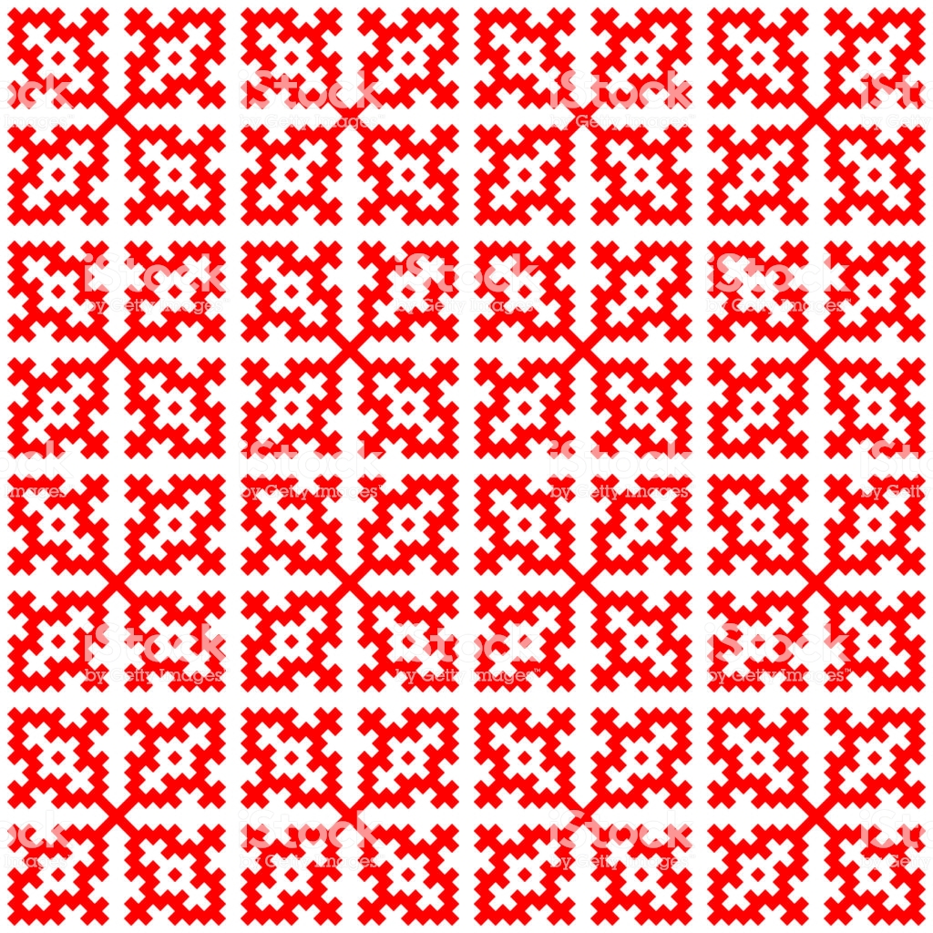 Hmong Pattern Seamless Texture Background Red Vector Draw Stock